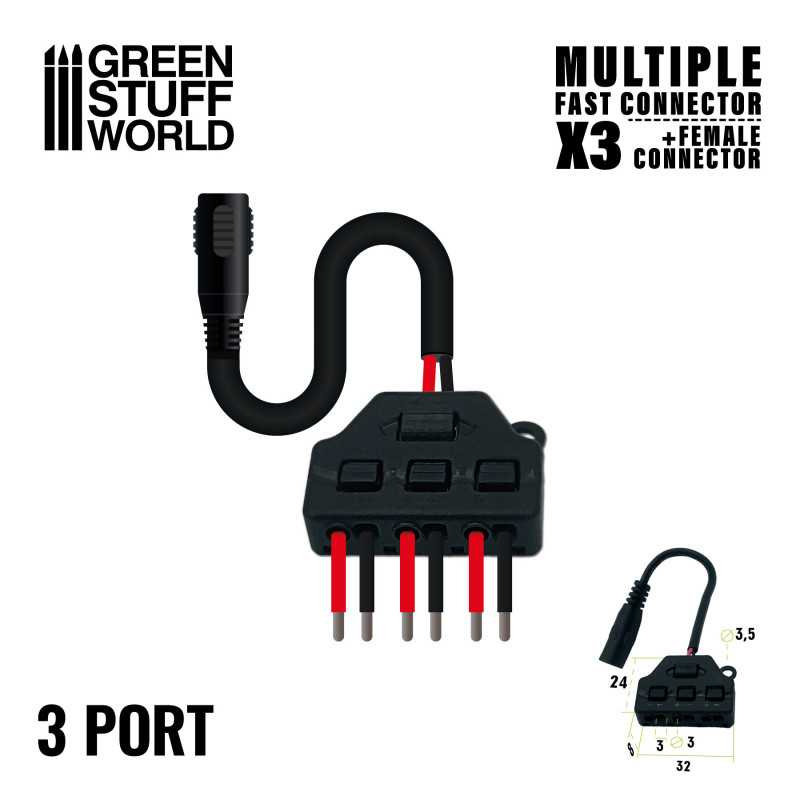 Multiple Fast connector (x3) + Jack female connector (Green Stuff World)