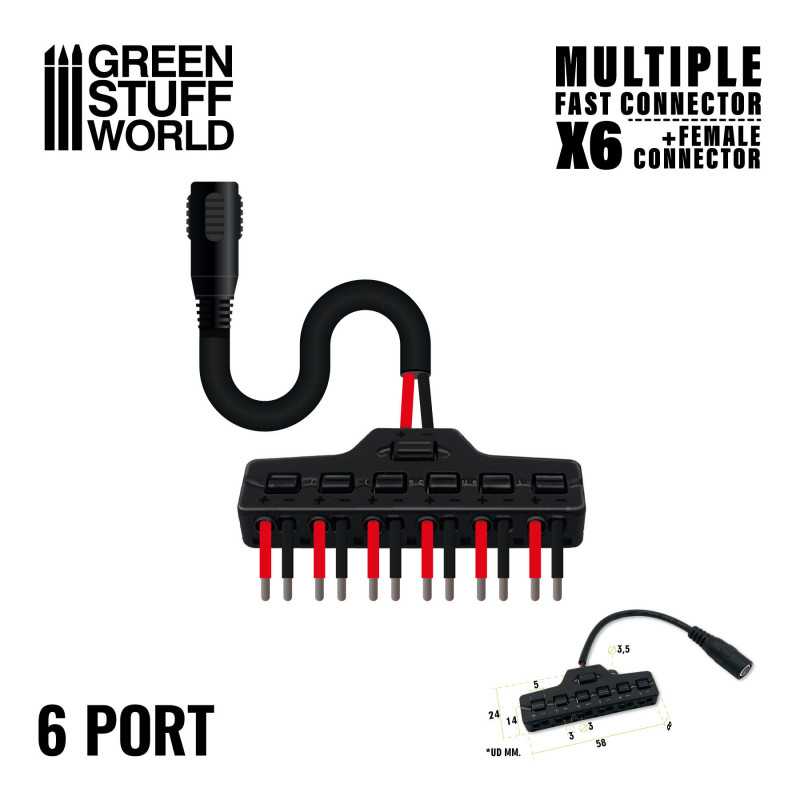 Multiple Fast connector (x6) + Jack female connector (Green Stuff World)