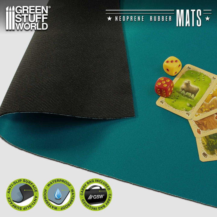 Neoprene Board Game Mat 22x30" Turquoise (56x76 cm) (Green Stuff World)