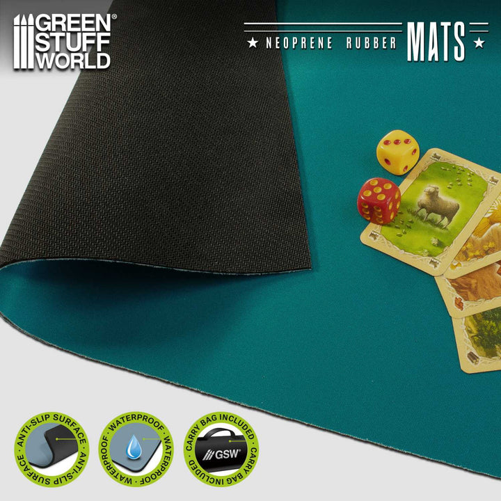 Neoprene Board Game Mat 44x60" Turquoise (112x152cm) (Green Stuff World)