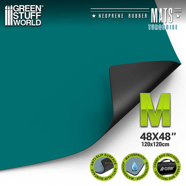Neoprene Board Game Mat 4x4' Turquoise (120x120cm) (Green Stuff World)