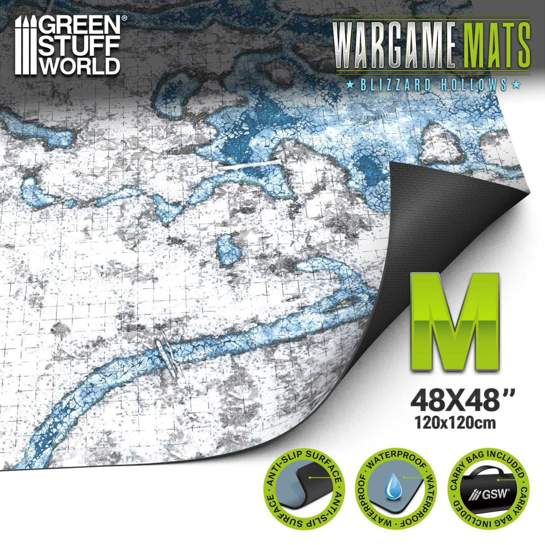 Neoprene Dungeon Mat 4x4' Blizzard Hollows with 1-inch grid (120x120cm) (Green Stuff World)