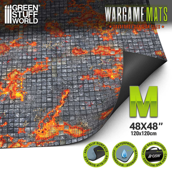 Neoprene Dungeon Mat 4x4' Lavaforge Dungeon Tiles (120x120cm) (Green Stuff World)