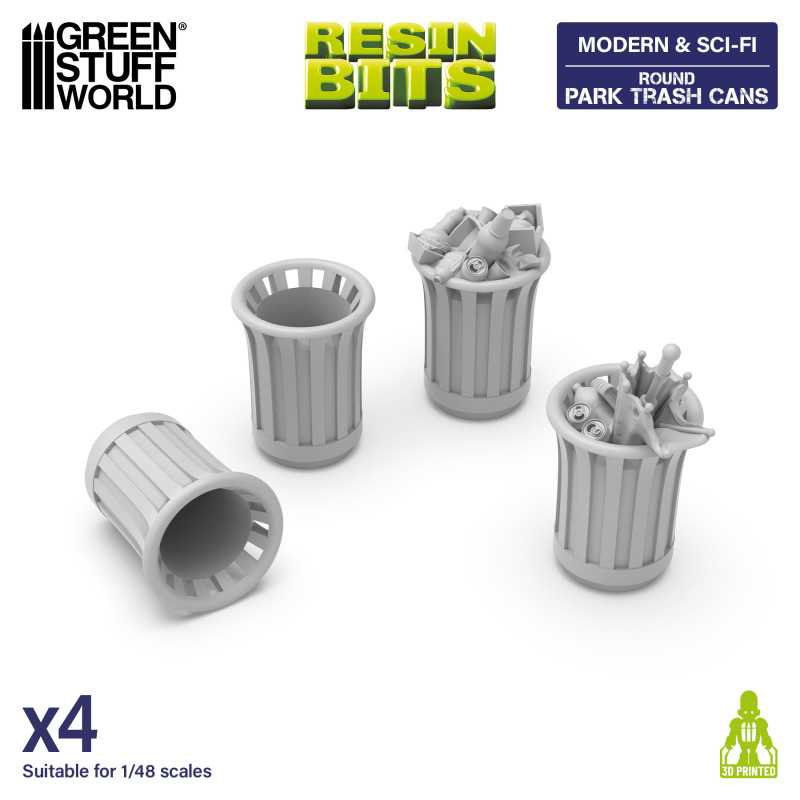 Park Trash Cans - Round (Green Stuff World)