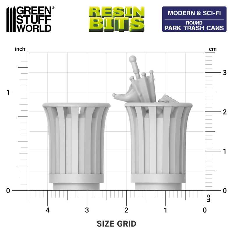 Park Trash Cans - Round (Green Stuff World)