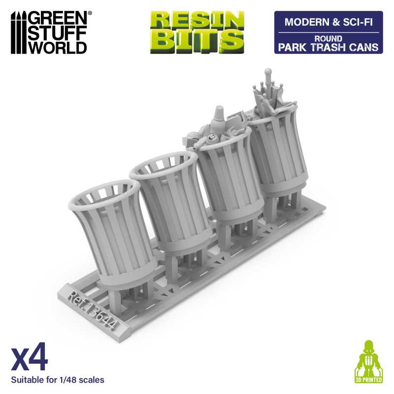 Park Trash Cans - Round (Green Stuff World)