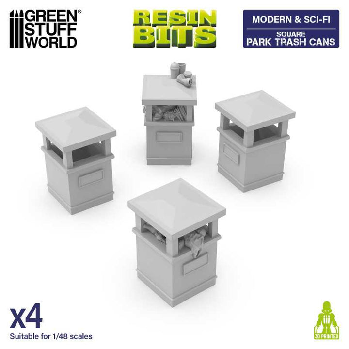 Park Trash Cans - Square (Green Stuff World)
