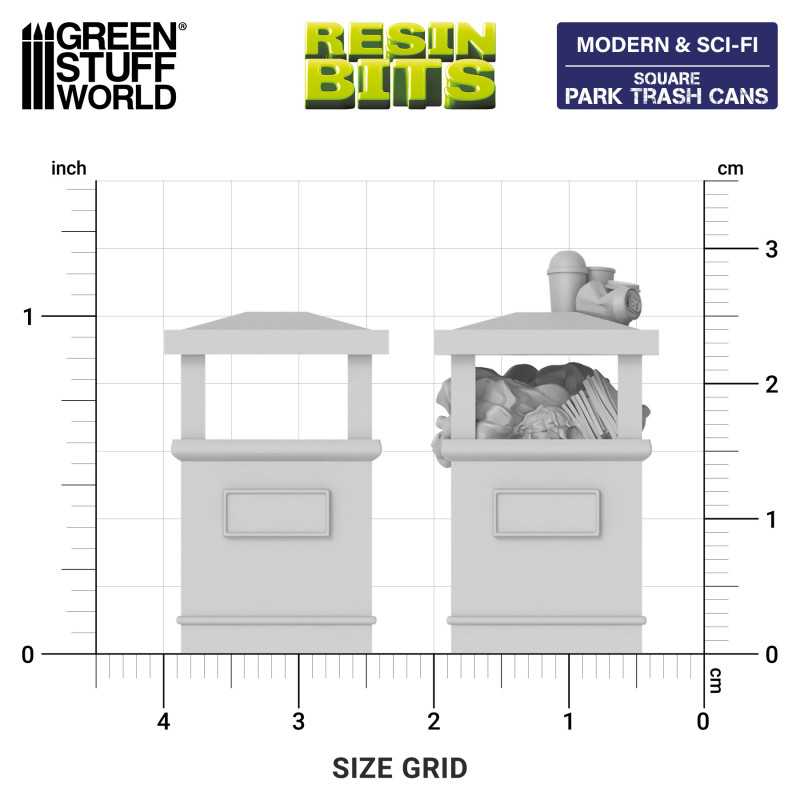 Park Trash Cans - Square (Green Stuff World)