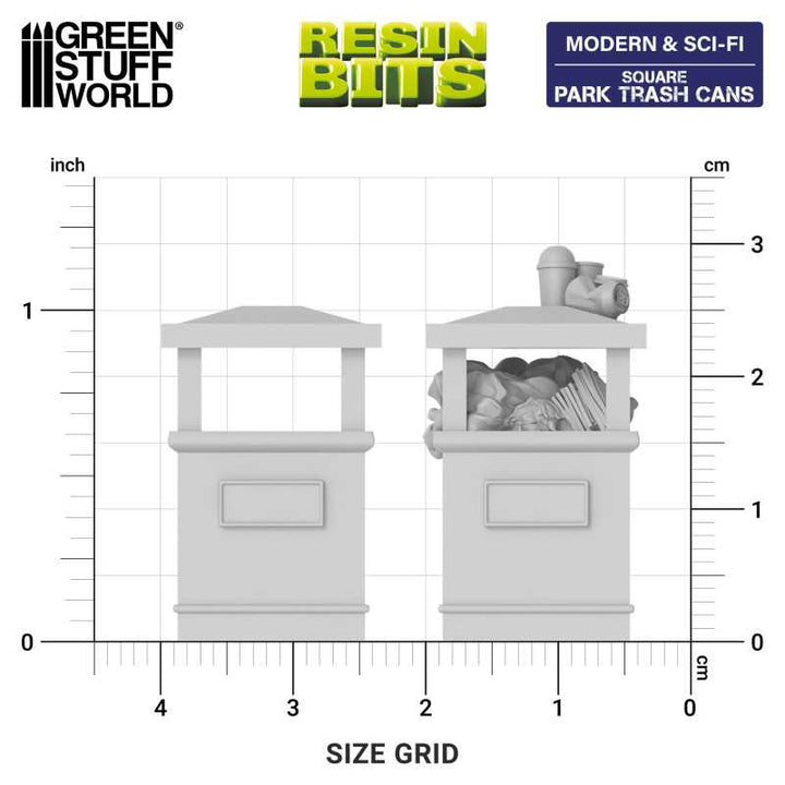 Park Trash Cans - Square (Green Stuff World)