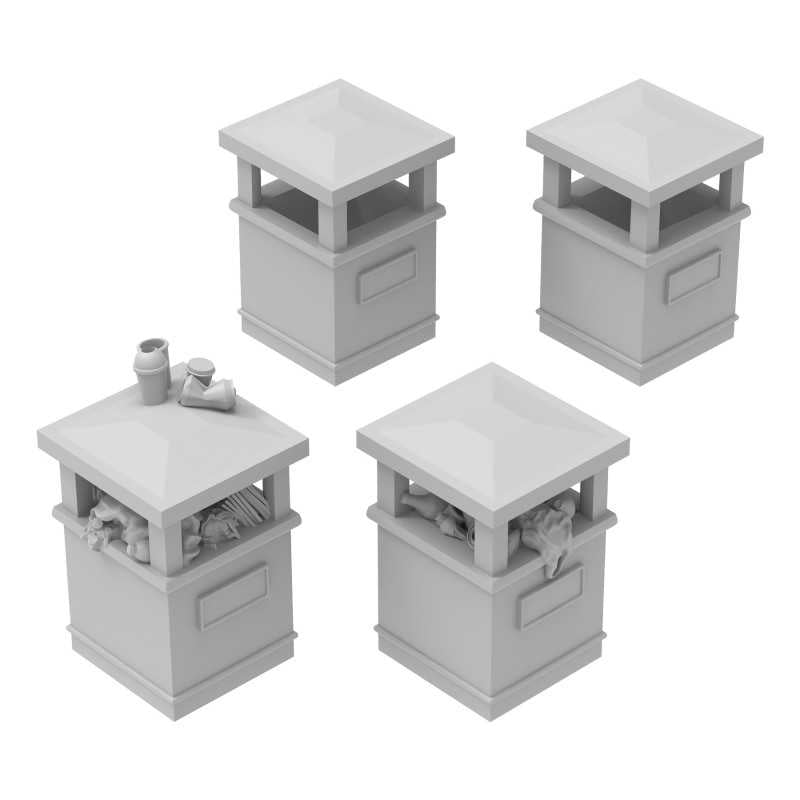 Park Trash Cans - Square (Green Stuff World)