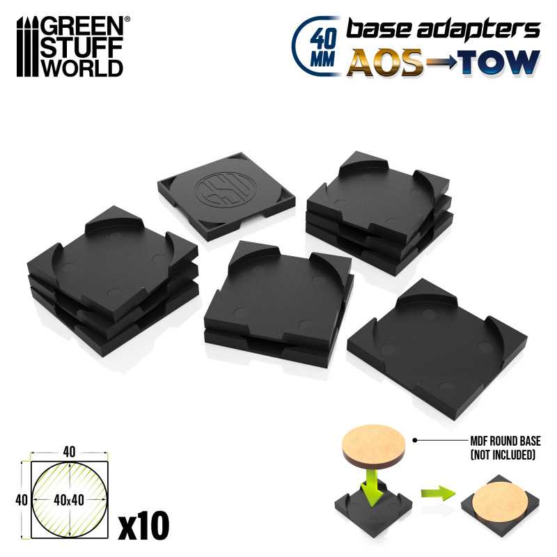 Plastic round to square base adapter 40mm (Green Stuff World)