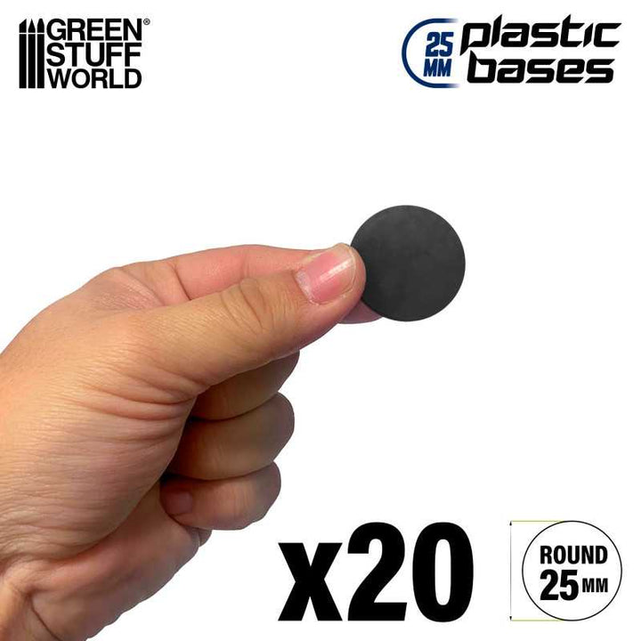 Plastic Bases - Round 25mm BLACK (Green Stuff World)