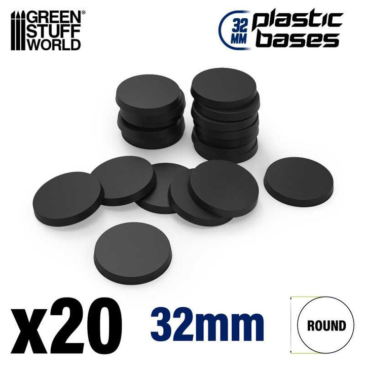 Plastic Bases - Round 32mm BLACK (Green Stuff World)