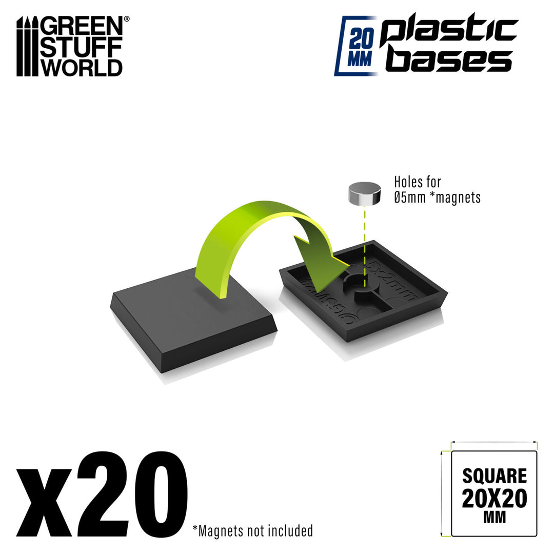 Plastic Square Bases 20mm (Green Stuff World)