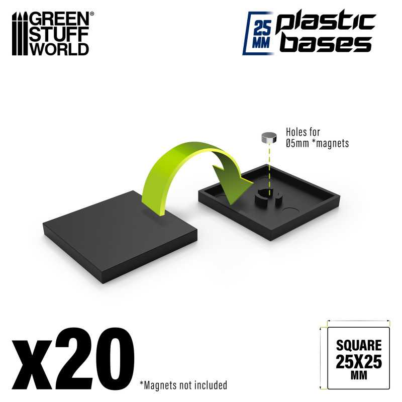 Plastic Square Bases 25mm (Green Stuff World)