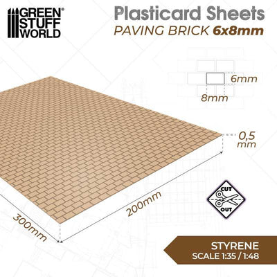 Plasticard - Paving Brick 6x8mm (Green Stuff World)