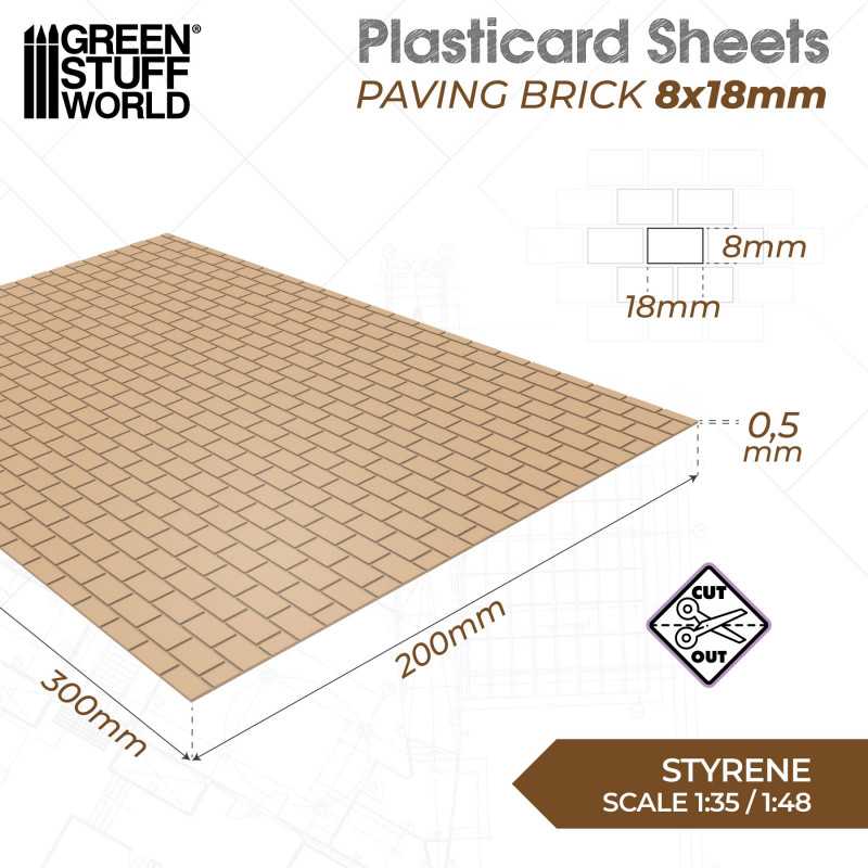 Plasticard - Paving Brick 8x18mm (Green Stuff World)