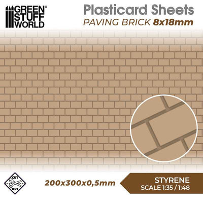 Plasticard - Paving Brick 8x18mm (Green Stuff World)