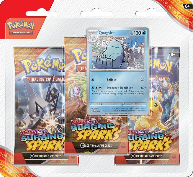 Pokemon TCG: SV08 Surging Sparks - 3-Pack Checklane Blister