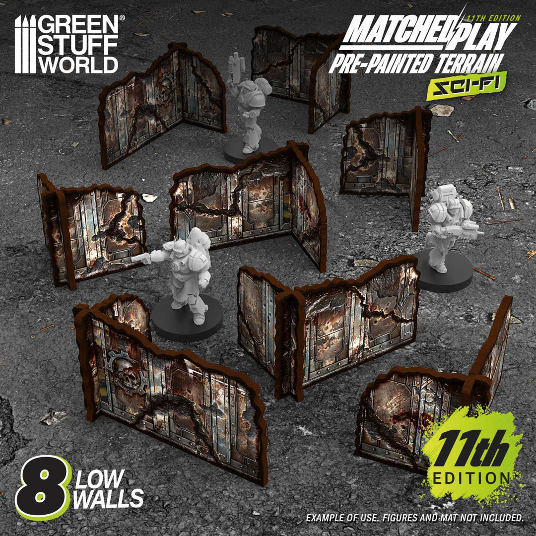 Pre-painted Detachable Ruined Corner Walls 11th edition (Pack x8) (Green Stuff World)