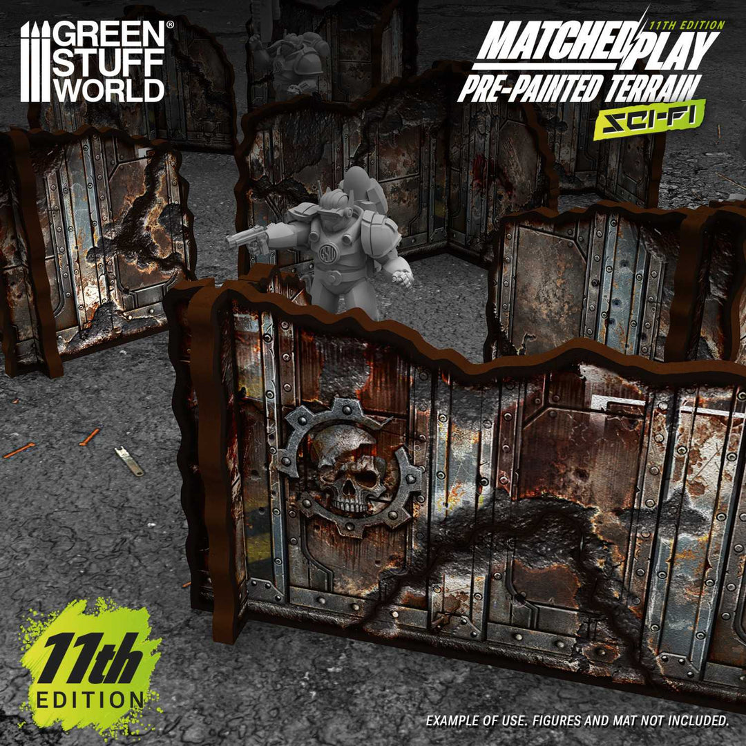 Pre-painted Detachable Ruined Corner Walls 11th edition (Pack x8) (Green Stuff World)