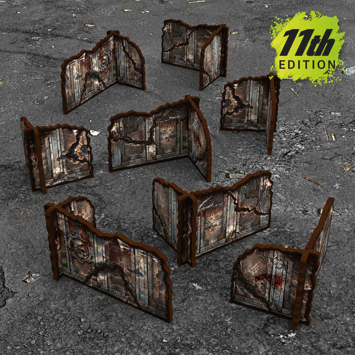 Pre-painted Detachable Ruined Corner Walls 11th edition (Pack x8) (Green Stuff World)