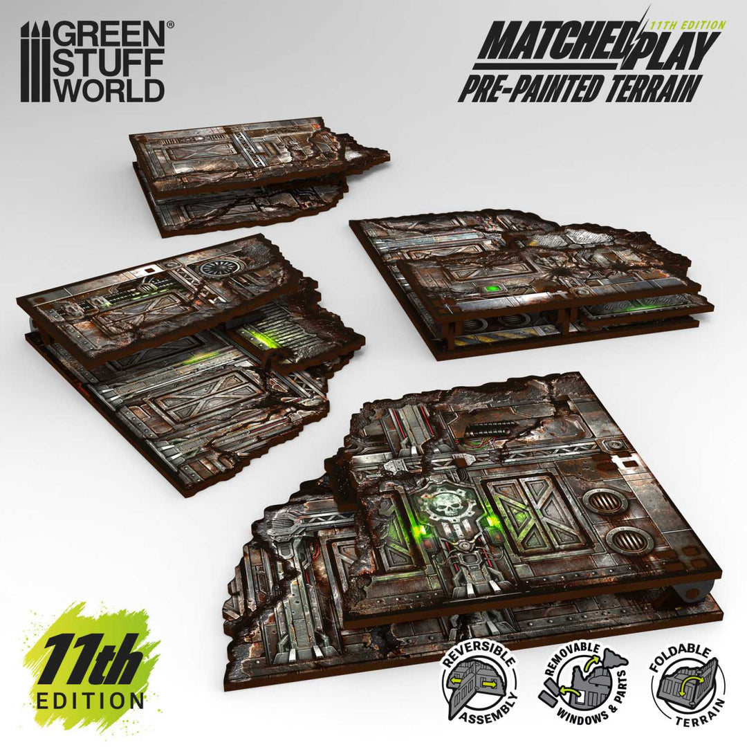 Pre-painted Foldable L-Shaped Ruins 11th edition (Pack x8) (Green Stuff World)
