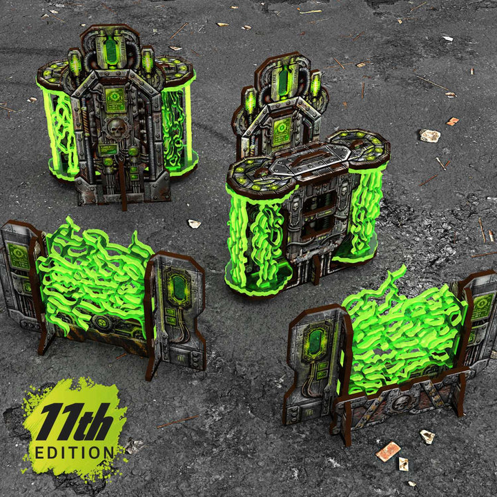 Pre-painted Plasma Walls and Cogitator Relay Tower 11th edition (Green Stuff World)