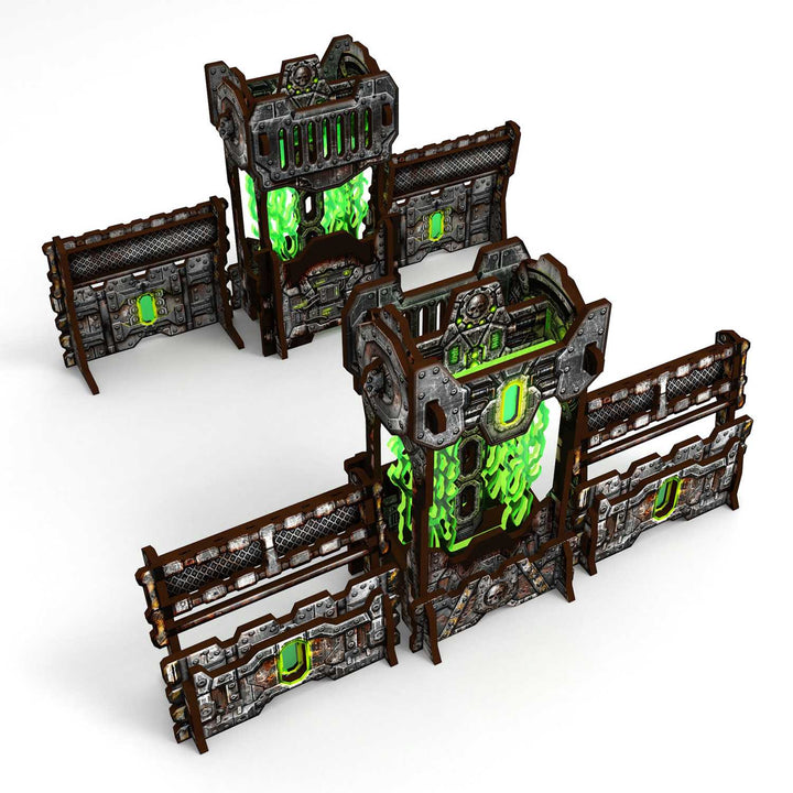 Pre-painted Power Generator and Defensive Barricades 11th edition (Green Stuff World)