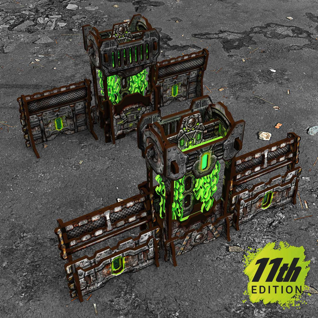 Pre-painted Power Generator and Defensive Barricades 11th edition (Green Stuff World)