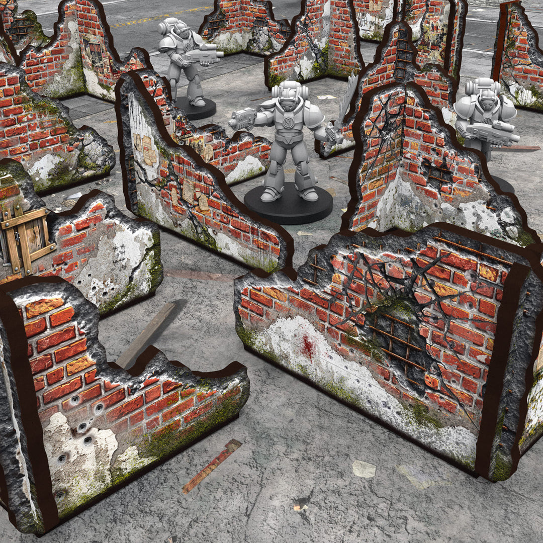 Pre-painted ruined brick walls (Green Stuff World)