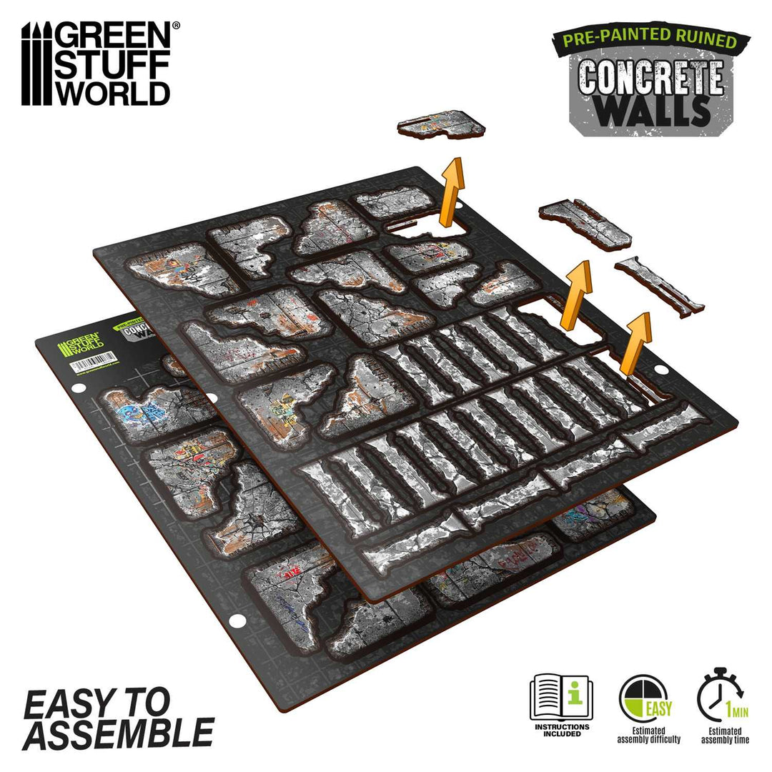 Pre-painted ruined concrete walls (Green Stuff World)
