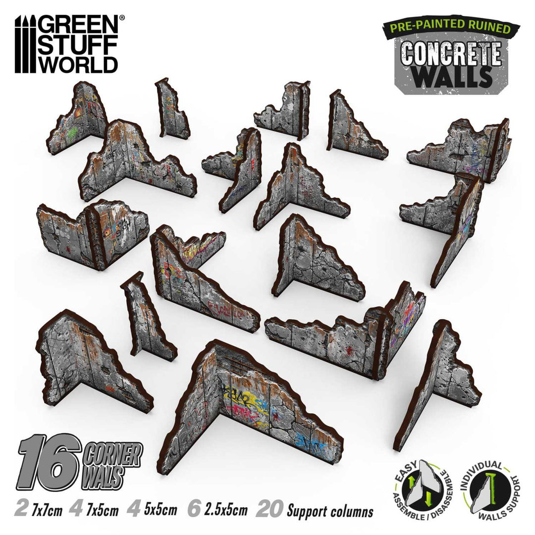 Pre-painted ruined concrete walls (Green Stuff World)