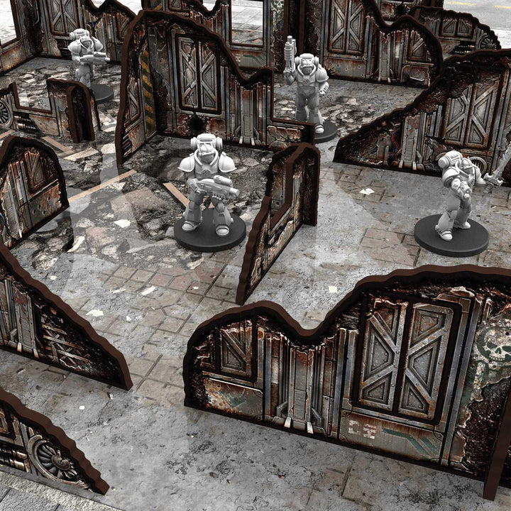 Pre-painted ruined Sci-Fi walls (Green Stuff World)