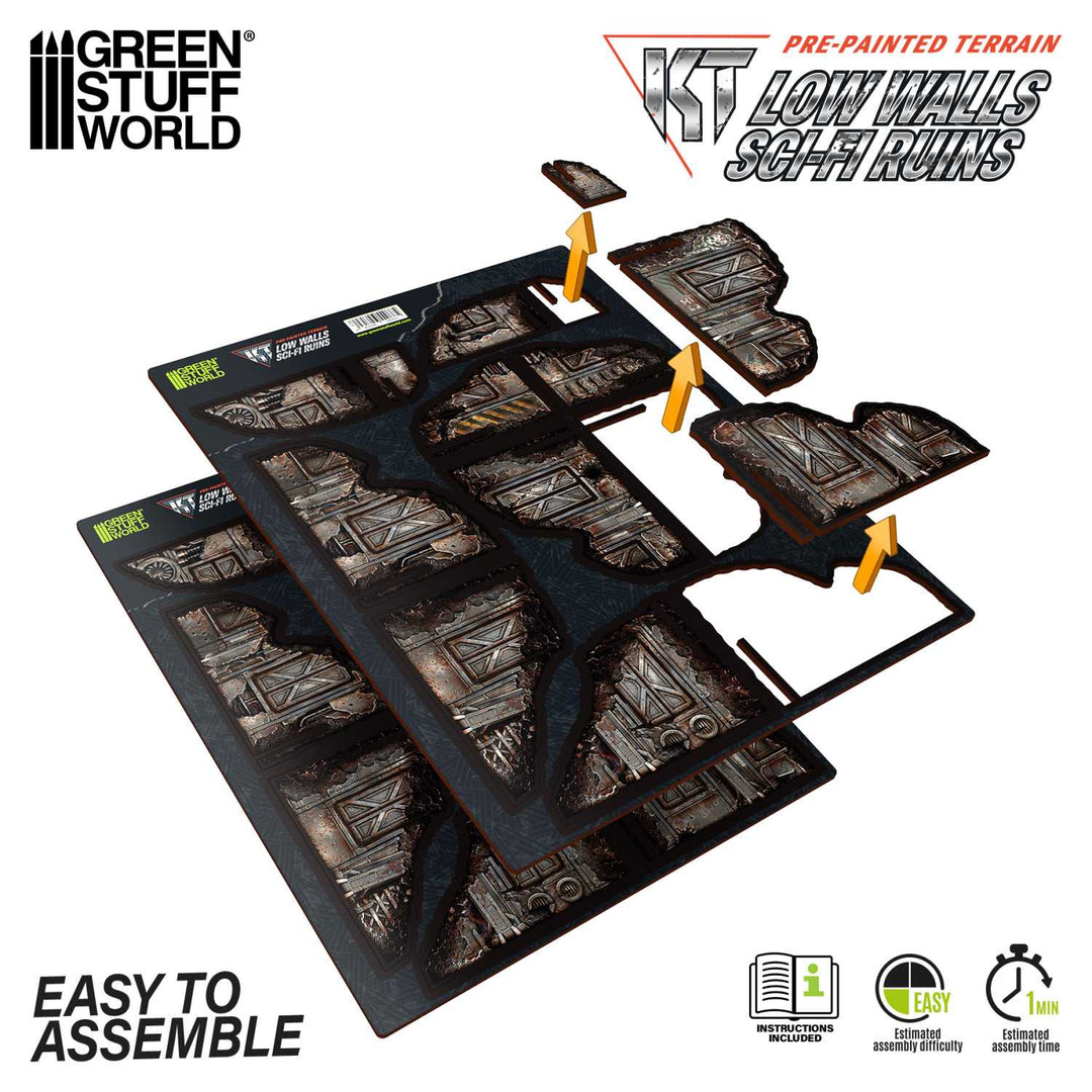 Pre-painted ruined Sci-Fi walls (Green Stuff World)