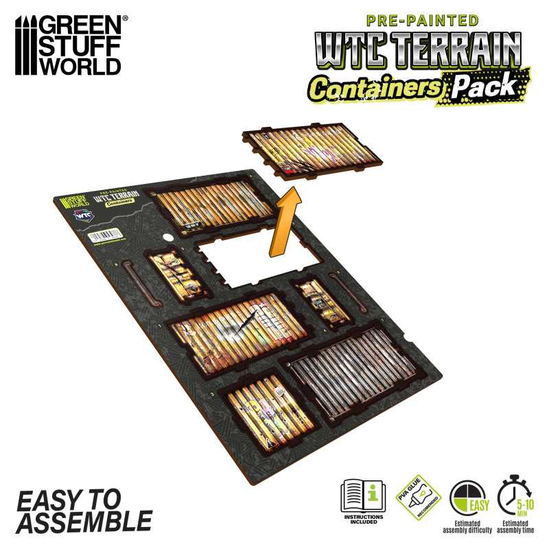 Pre-painted WTC container (Pack x4) (Green Stuff World)