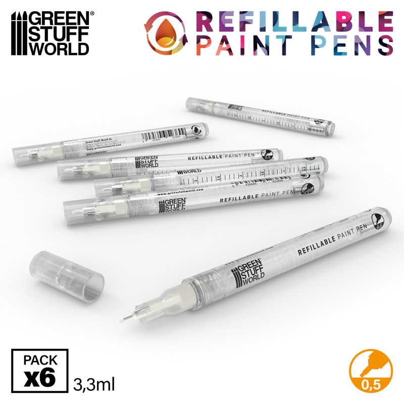 Refillable paint pen 0.5 (pack x6) (Green Stuff World)