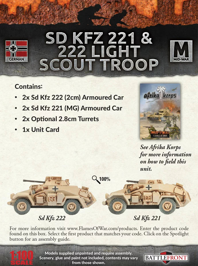 Flames of War: Sd Kfz 221 & 222 Light Scout Troop (GBX92)