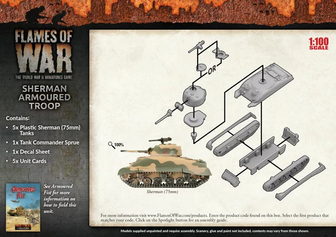 Flames of War: Sherman Armoured Troop (Plastic) (BBX42)