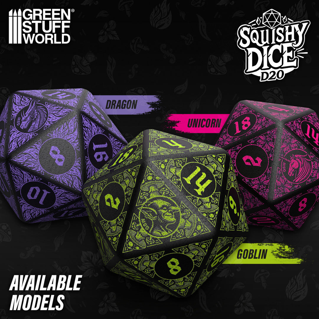 Squishy D20 Dice - DRAGON (Green Stuff World)