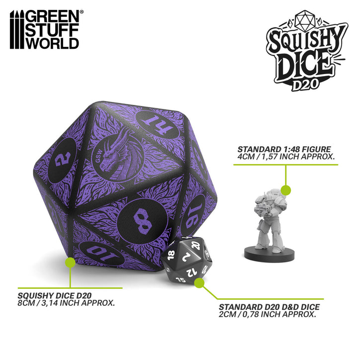 Squishy D20 Dice - DRAGON (Green Stuff World)