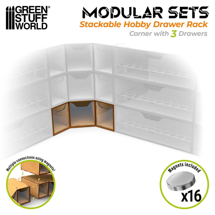 Stackable hobby corner drawer rack with 3 drawers (Green Stuff World)