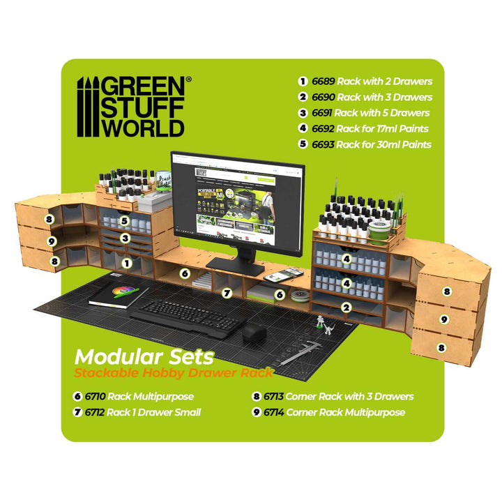 Stackable hobby corner drawer rack with 3 drawers (Green Stuff World)