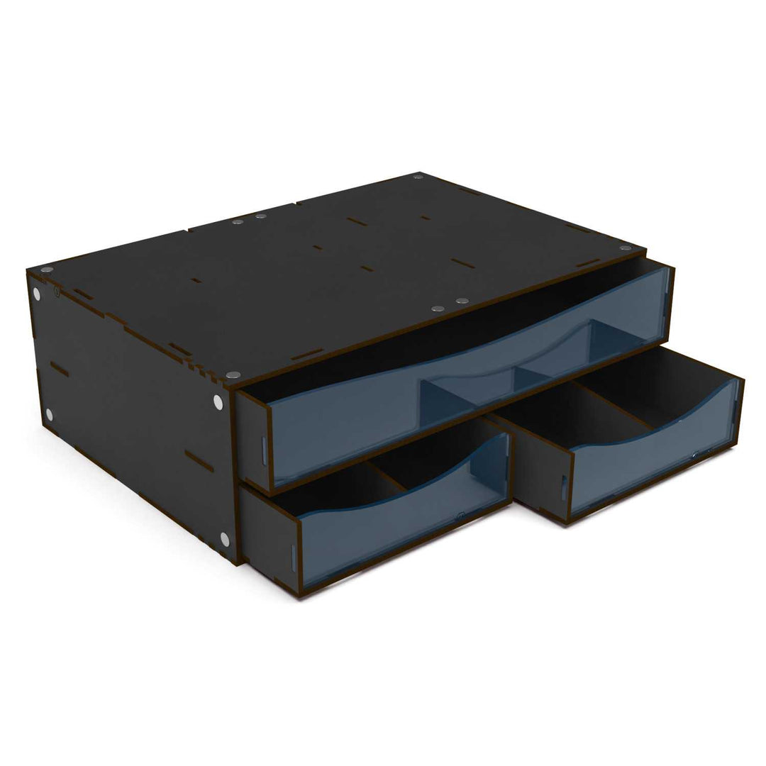 Stackable Hobby Drawer Rack with 3 horizontal drawers and dividers - Black (Green Stuff World)
