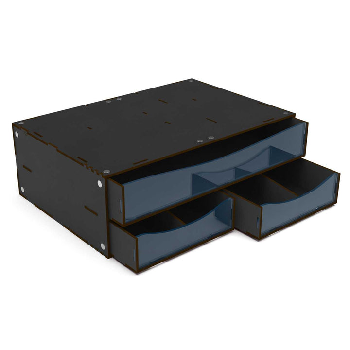 Stackable Hobby Drawer Rack with 3 horizontal drawers and dividers - Black (Green Stuff World)