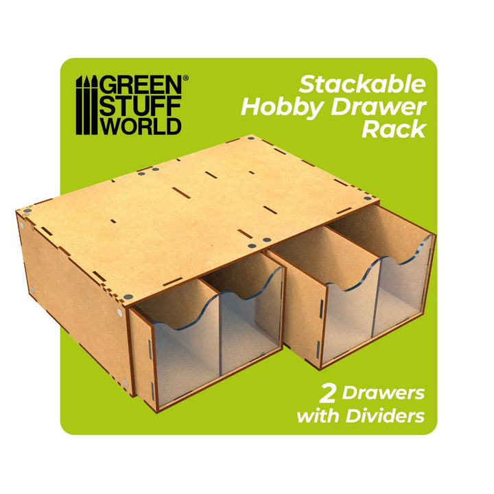 Stackable hobby drawer rack with 4 vertical drawers and magnets (Green Stuff World)