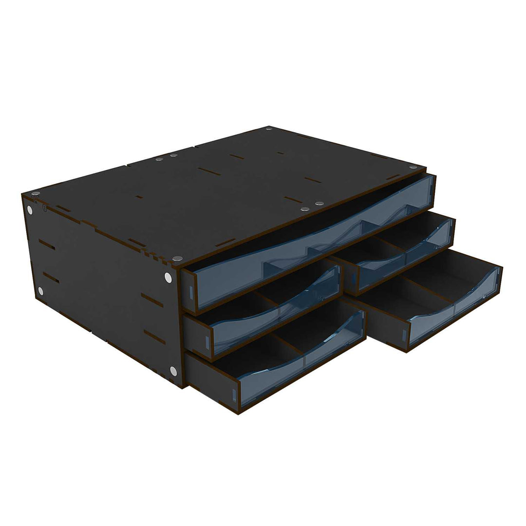 Stackable Hobby Drawer Rack with 5 horizontal drawers and dividers - Black (Green Stuff World)