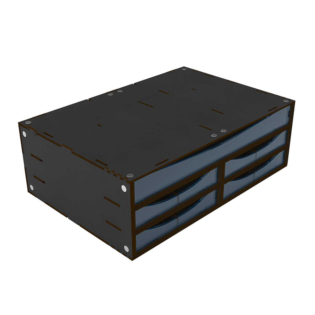 Stackable Hobby Drawer Rack with 5 horizontal drawers and dividers - Black (Green Stuff World)