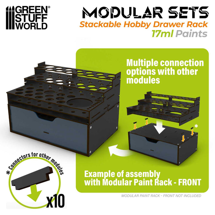 Stackable Hobby Paint Rack 17ml with magnets - Black (Green Stuff World)