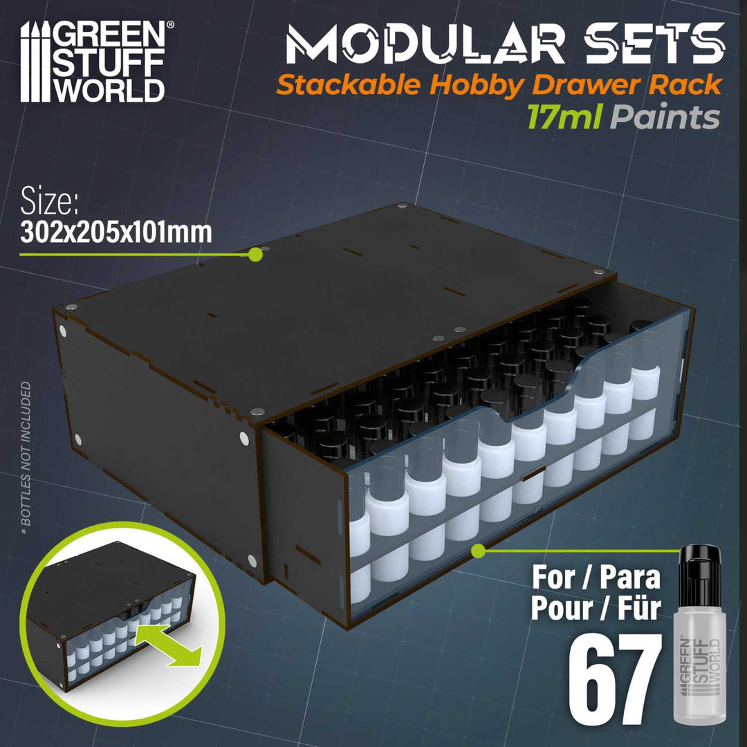 Stackable Hobby Paint Rack 17ml with magnets - Black (Green Stuff World)
